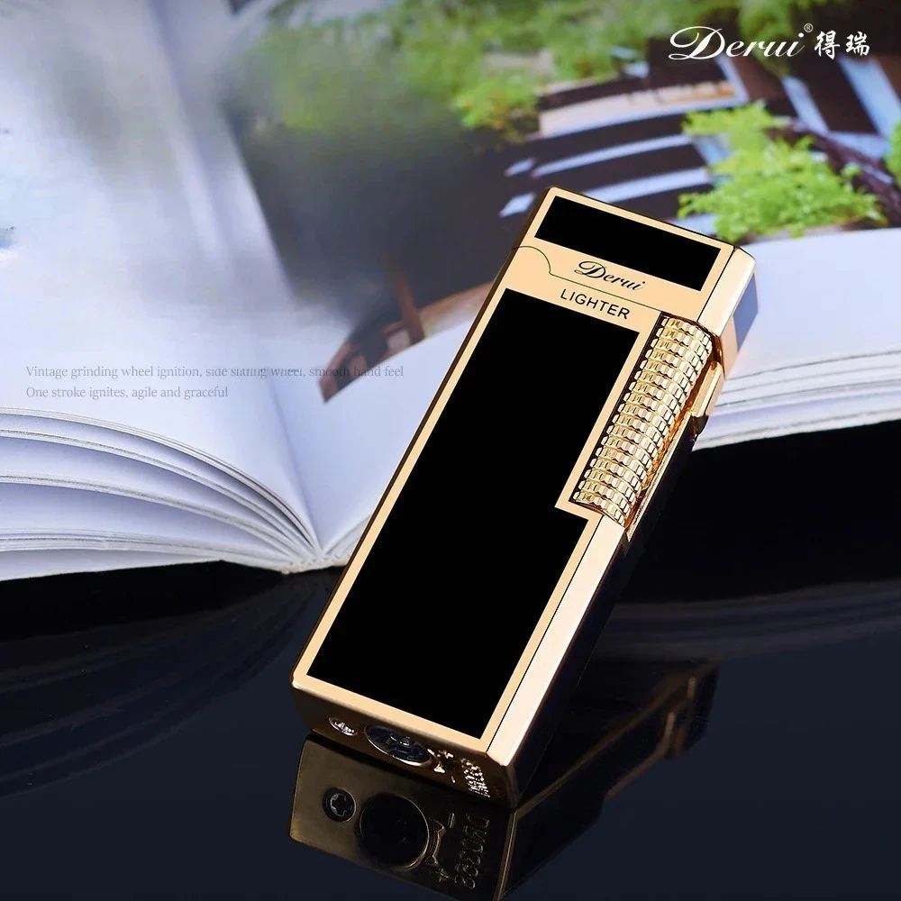 

DERUI New Narrow Version Gas Lighter, Dual Flame Switching, Exquisite and Compact, Metal, Grinding Wheel, Gift for Men and Women