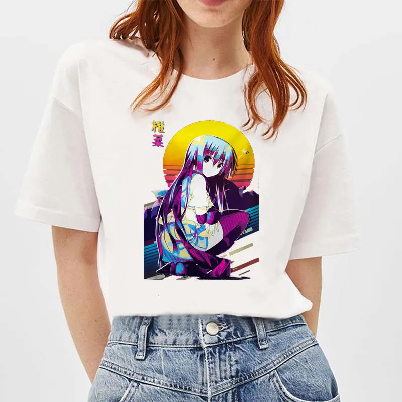 Girls Dead Monster Printed T Shirt Angel Beats T Shirt Kawaii Comic T-shirt Summer Casual Clothes Fashion women's Tops