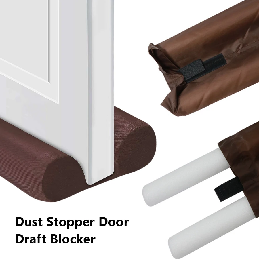 Brauner Doppeltürzugluftstopper, doppelter Zugluftschutz, Luftisolator, energiesparender Fensterschutz für die Hausisolierung – Detail 2