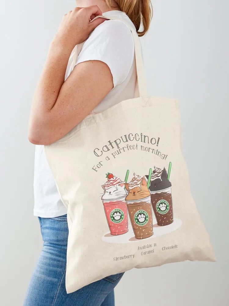 

Catpuccino! For a purrfect morning! Tote Bag canvas tote bags Canvas bag university shopper bag eco folding