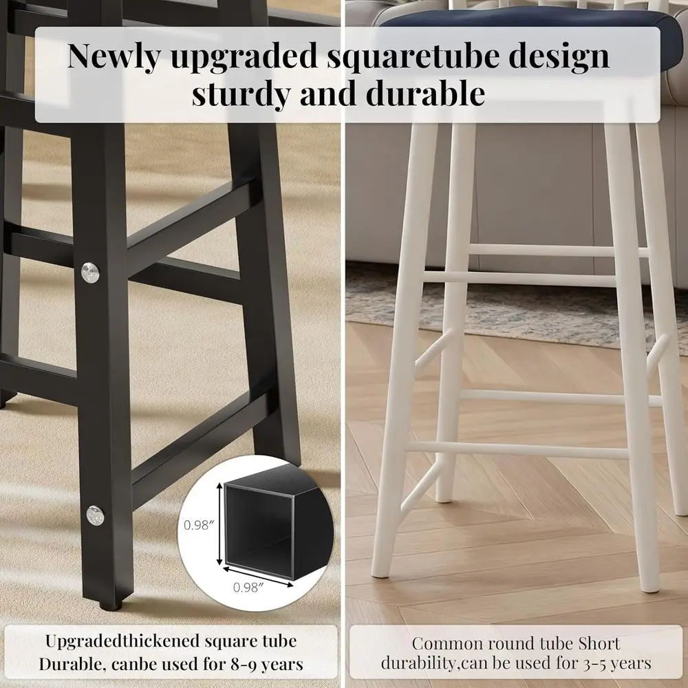 Counter-Height Pub Table Set for 4, Kitchen Dining, Small Spaces, Metal Frame, Black Console Table with Stools