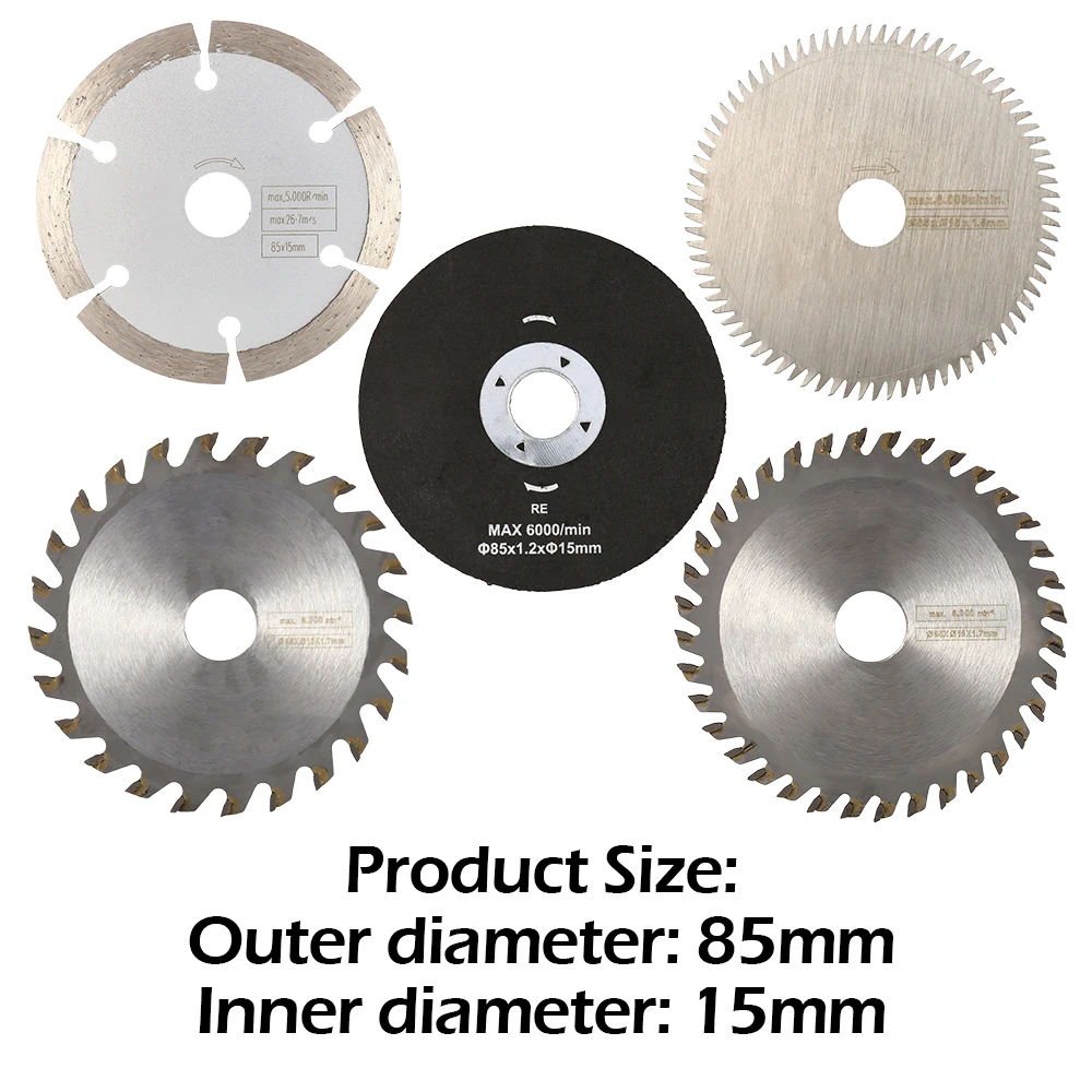 

5Pcs Cutting Wheel Set Wear Resistant Cutting Disc Kit Circular Saw Blades Rotary Tool Accessories For Cutting Wood Metal Glass