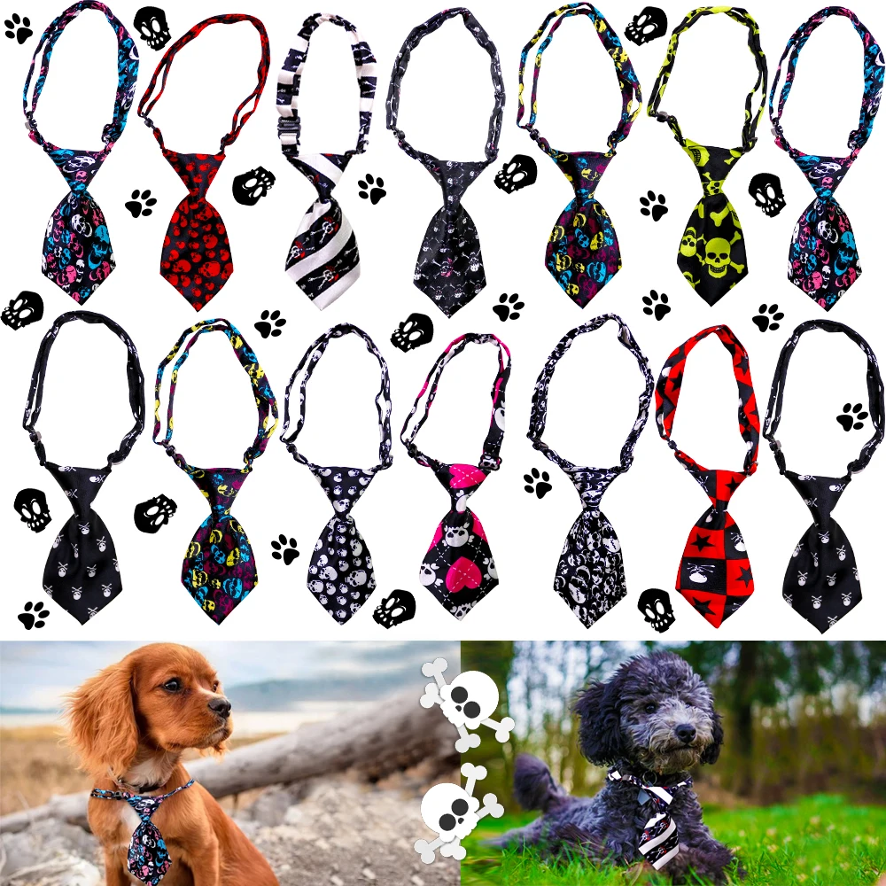 

10PCS Halloween Party Dog Collars Pet Dog Bow Ties Adjustable Dog Bowties Neckties Pet Grooming Accessories For Small Dogs