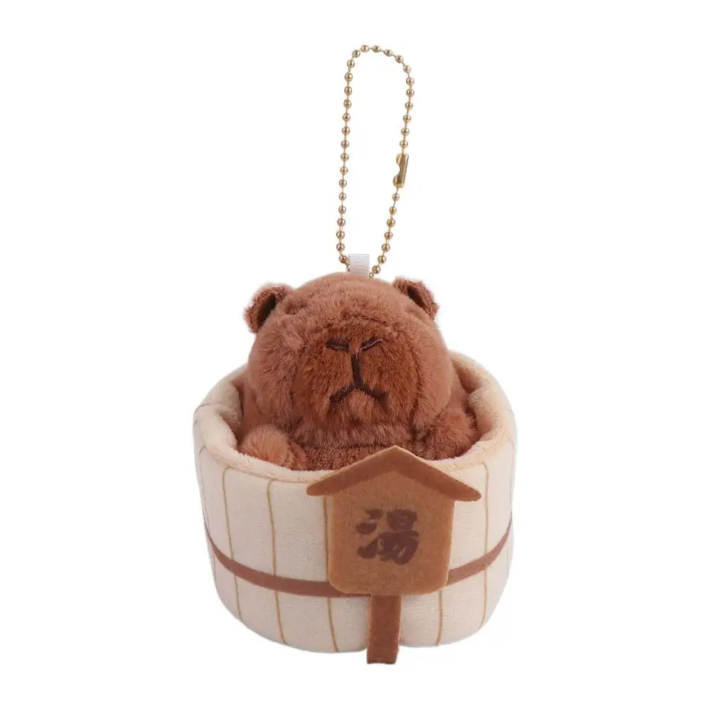 Funny Japanese Style Capybara Keychain Bathtub Hot Spring Cartoon Doll Pendant Leisurely Charms Car Keyring Boy