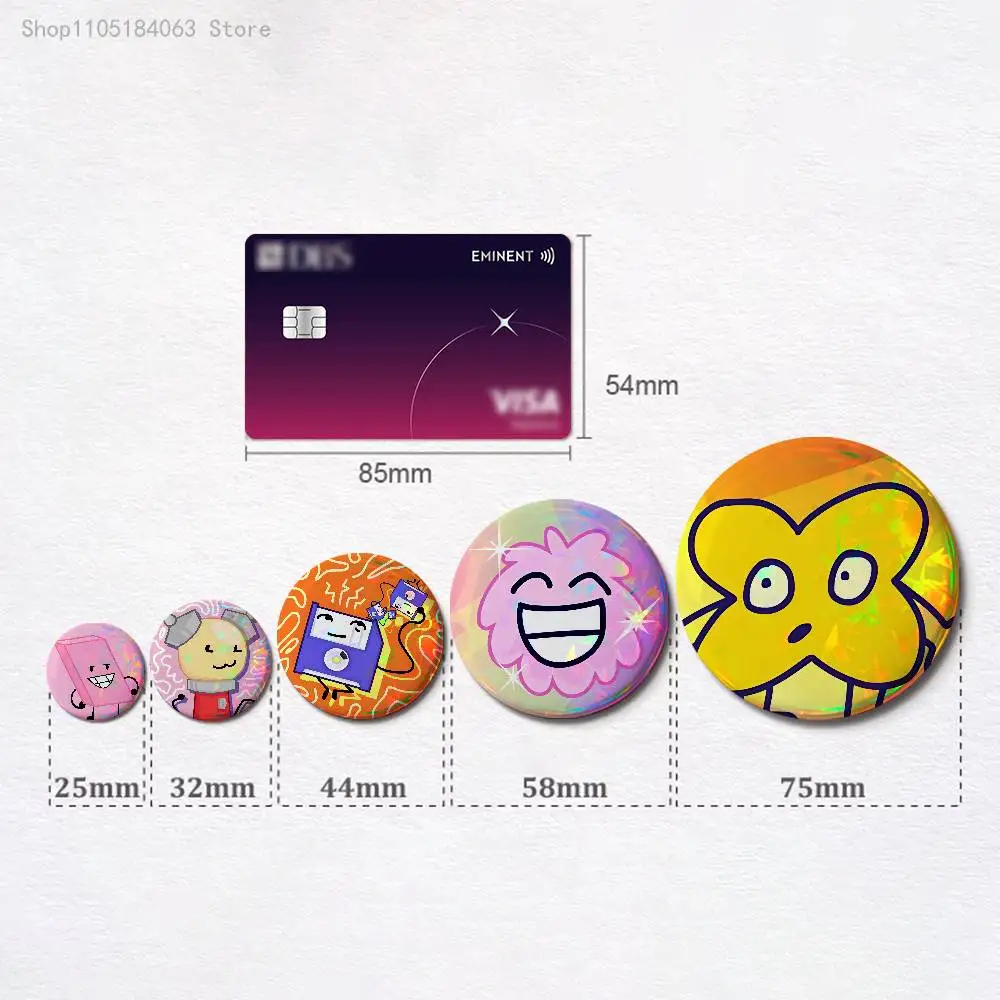 B-Battle for Dream I-Island BFDI Badge 25 32 44 58 75 mm Round Cosplay Pin Bag Decor Fans Collect Friends Gifts Brooch Souvenir