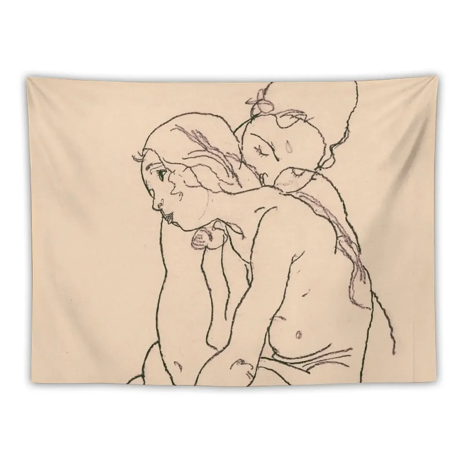 Egon Schiele - Two women embracing Tapestry Wall Tapestries Bedrooms Decorations Tapestry