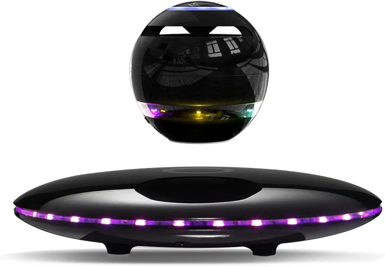 Magnetic Levitation Speaker Bluetooth 4.0 LED Flash Wireless Floating Speaker With Microphone And Touch Button, Home Decor Light