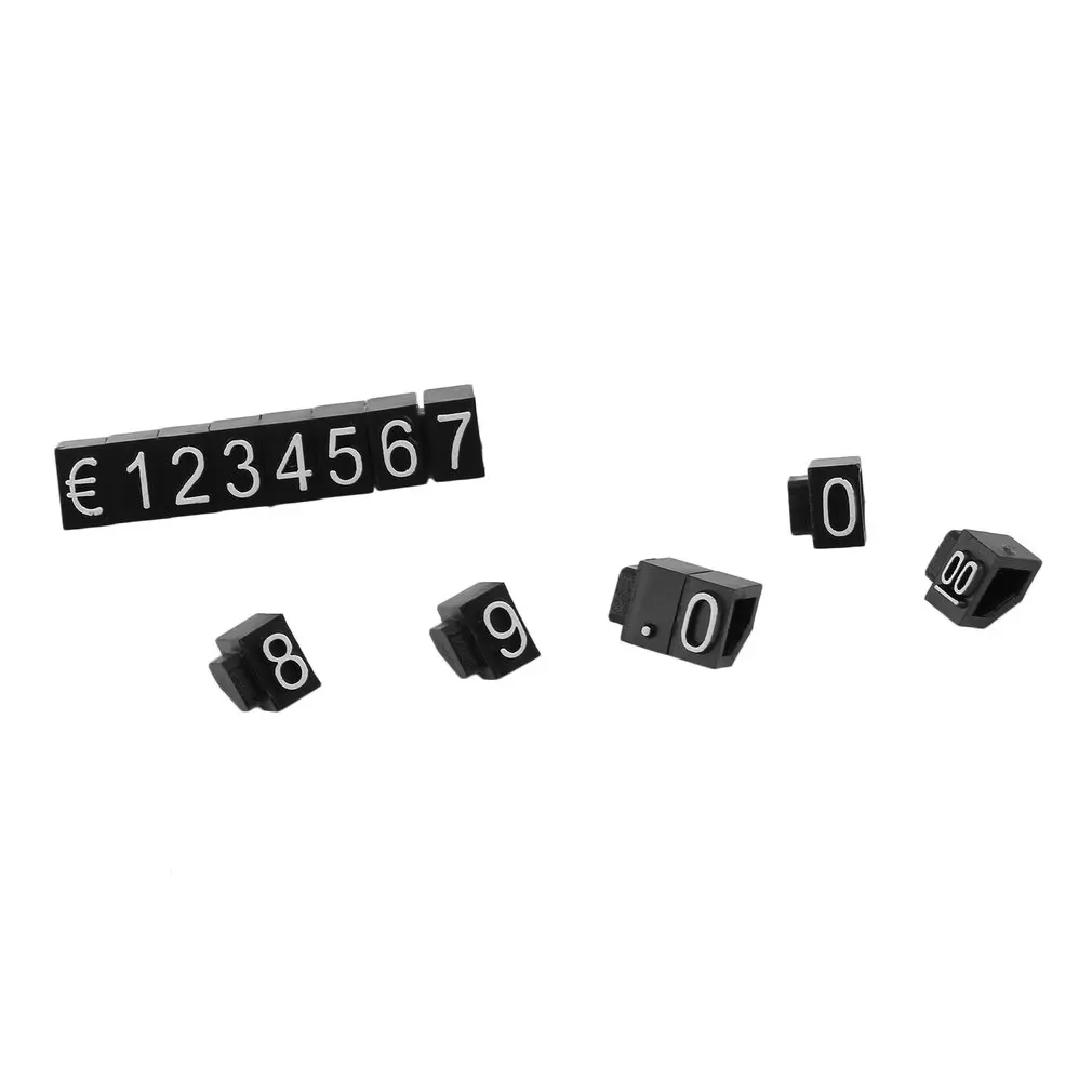 420 PCS ราคาก้อนสีขาวบนสีดำเครื่องประดับนาฬิกา Euro Sign Mini ปรับราคาป้ายสำหรับร้านค้าปลีก
