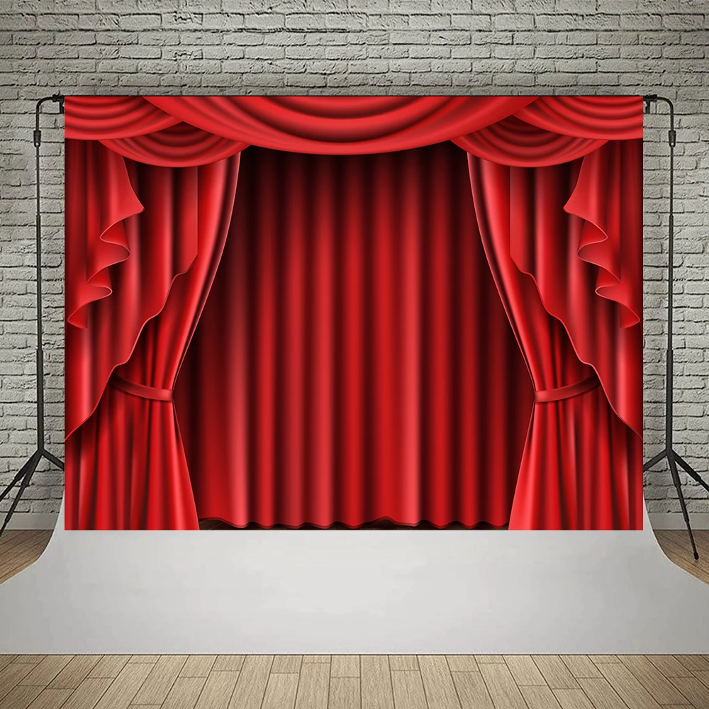 Bonvvie Photography Backdrops Red Blue Curtain Stage Light Baby Birthday Party Decor Photocall Background Photozone Photo Studio