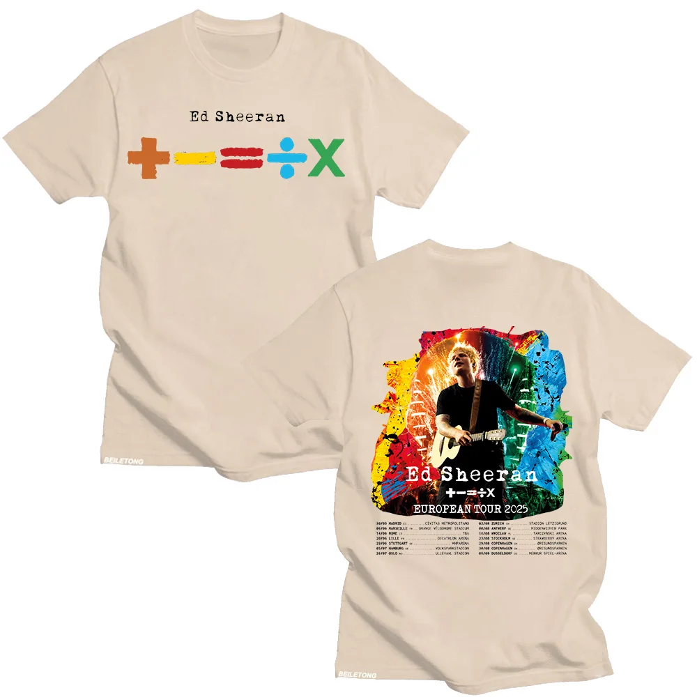 Ed Sheeran European Tour 2025 T-shirts Men's and Women's Cotton Clothing O Collar Short Sleeve Loose Fashion Tshirt Fan Gif Tees image 3