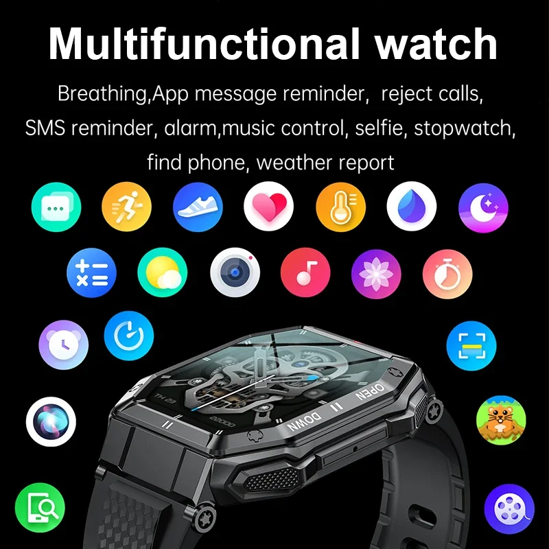 Sacosding Outdoor Militaire Horloges Bluetooth Call Smartwatch Hartslagmeter Klok Sport Mannen Horloge Voor Xiaomi Realme Huawei