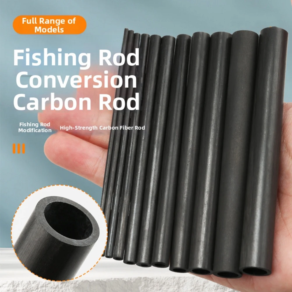 10cm Black Hollow Carbon Fiber Tube For Fishing Rod Repair Strong DIY Replacement Tip Section 2mm-12mm