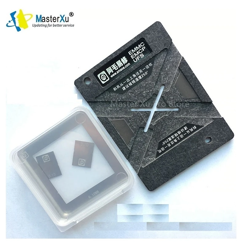 AMAOE 6in1 EMMC EMCP UFS BGA153/162/169/186/221/254 Reballing Stencil Kit Điện Thoại MTK Màn Hình LCD tivi Nand Flash Hàn Dụng Cụ Sửa Chữa