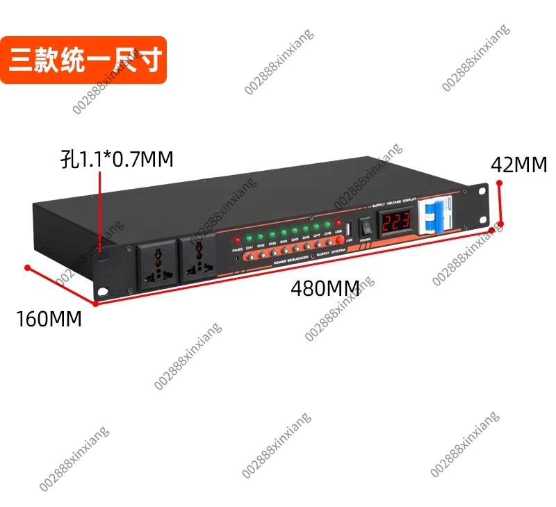 8+2 Channel Power Sequencer, Professional Filter Purification, Stage KTV Meeting Cabinet Power Manager