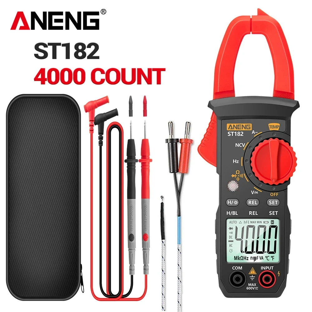 Aneng ST182 digitální skoba měřič střídavého proud multimetr DC/AC elektrické napětí ampérmetr voltages tester amp hz elektrická kapacita ncv ohm test