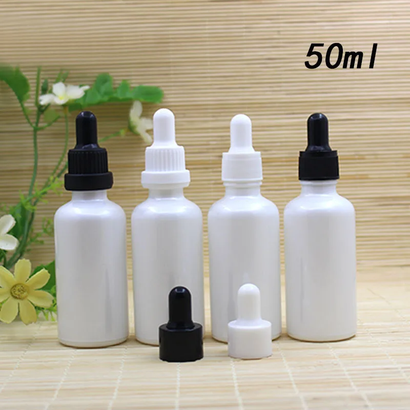 

50ml pearl white glass dropper bottle toner water essence moisture liquid oil serum hyaluronic skin carecosmetic packaging