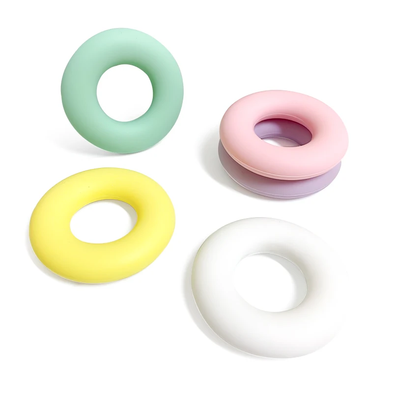10pcs Silicone Doughnut Food Grade Teether DIY Nursing Jewelry Sensory Chewing Toy Accessories - Image 4