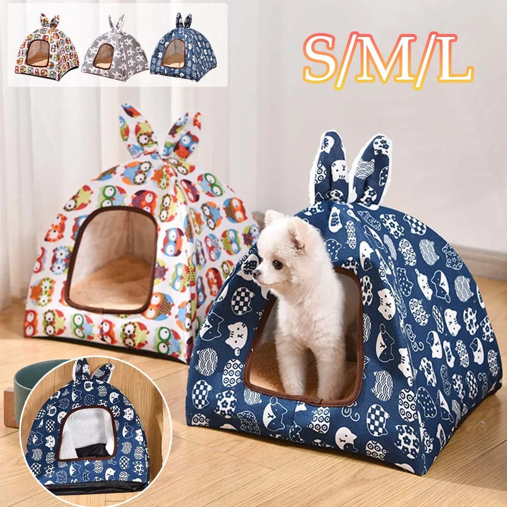 

Summer Pet Dog Tent House Cat Bed Mat Removable Kennel Nest Portable Foldable Pets Basket Soft Kitten Sleeping Bed Pets Supplies