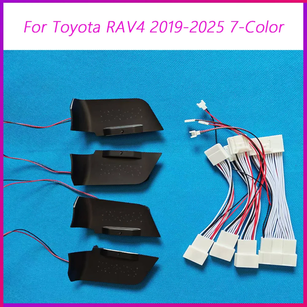 LED Car Inner Ambient Light For Toyota RAV4 2019-2025 7-Color Handle Door Bowl Lamp Replacement Non-Destructive Installation