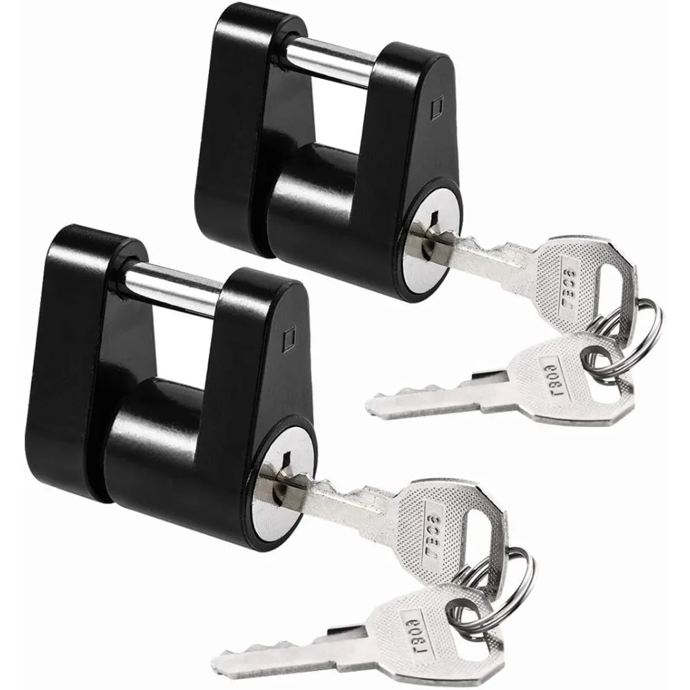 Black Anti-Theft Trailer Coupler Hitch Lock, Heavy Duty Keyed Alike for RV, Truck, Boat, Tow and Automotive Trailers