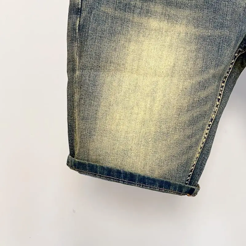 مصمم الملابس 2025 ريترو الدنيم السراويل المتوسطة الرجال السراويل القديمة غسلها جديد Kpop السراويل ضئيلة أقدام صغيرة مرونة صديقها الجينز #3