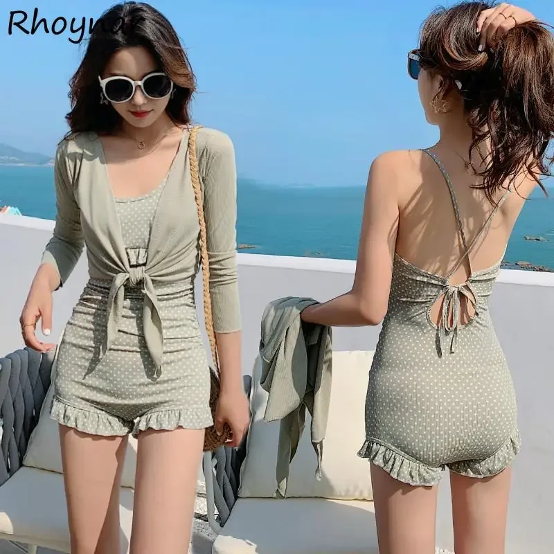 

Bikini Set Elegant Sexy Ladies Beachwear Hollow Out Y2K Lace Up Casual Fashion Ruffles Korean Style Sweet Vintage Dot Swimwear