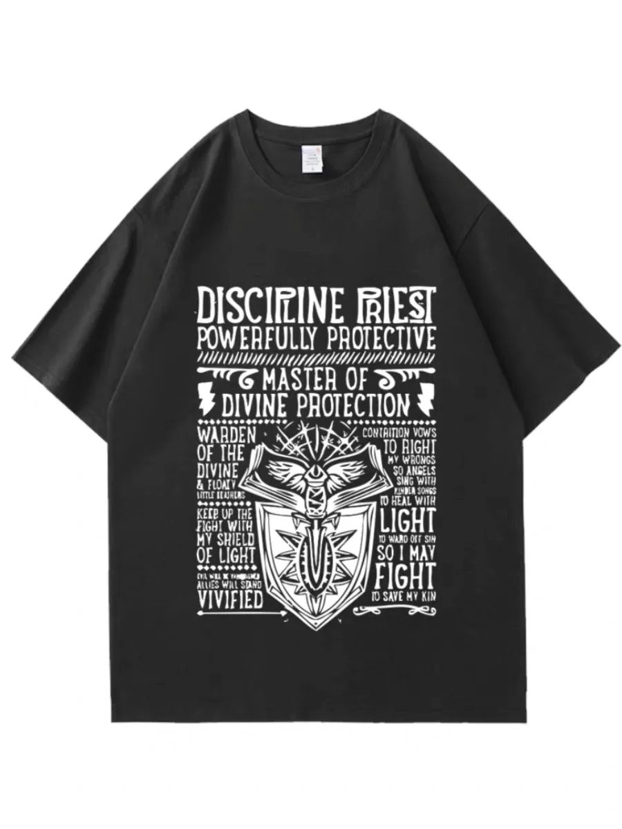 2024 Summer Trend Printing WOW Career Priest Priest World of Warcraft Short Sleeve Adult Summer Loose Top Student Short Sleeve