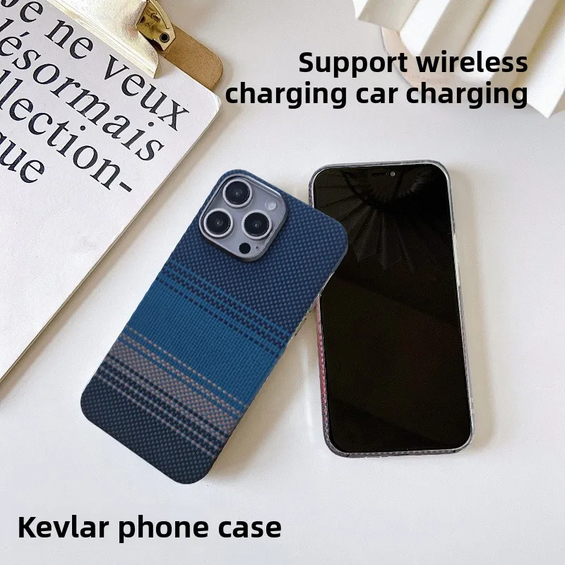 

Kevlar100% carbon fiber all inclusive magnetic phone case suitable for Apple 15 16promax magnetic high-end phone protection case