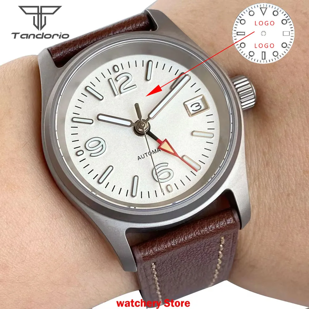 

Customized Titanium Case 36mm Pilot Watch White Dial NH34 GMT Mechanical Watch NH34A Automatic Movement Men's Wristwatch 20ATM