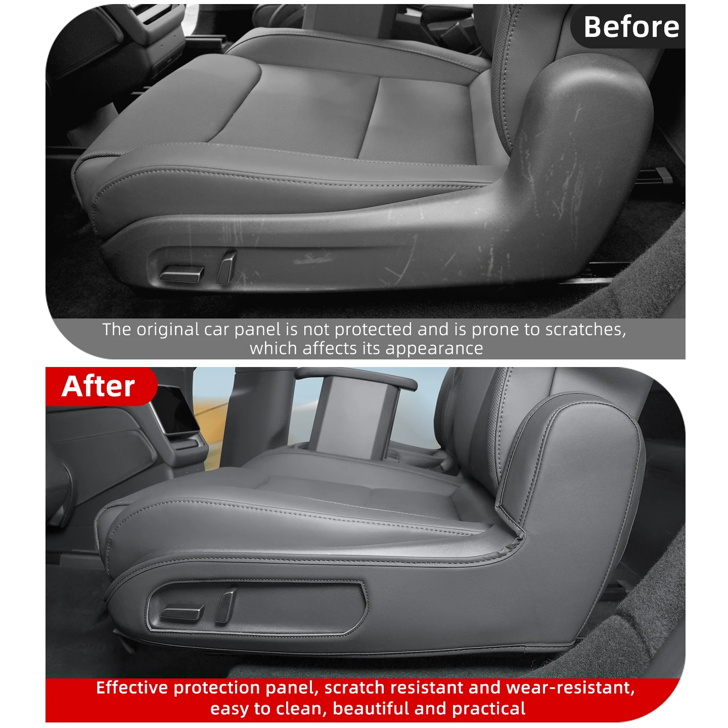 For Tesla 6-Seater Model YL Second Row Seat Side Anti-Kick Pad Leather Seat Corner Protector Anti-scratch Cover Car Accessories