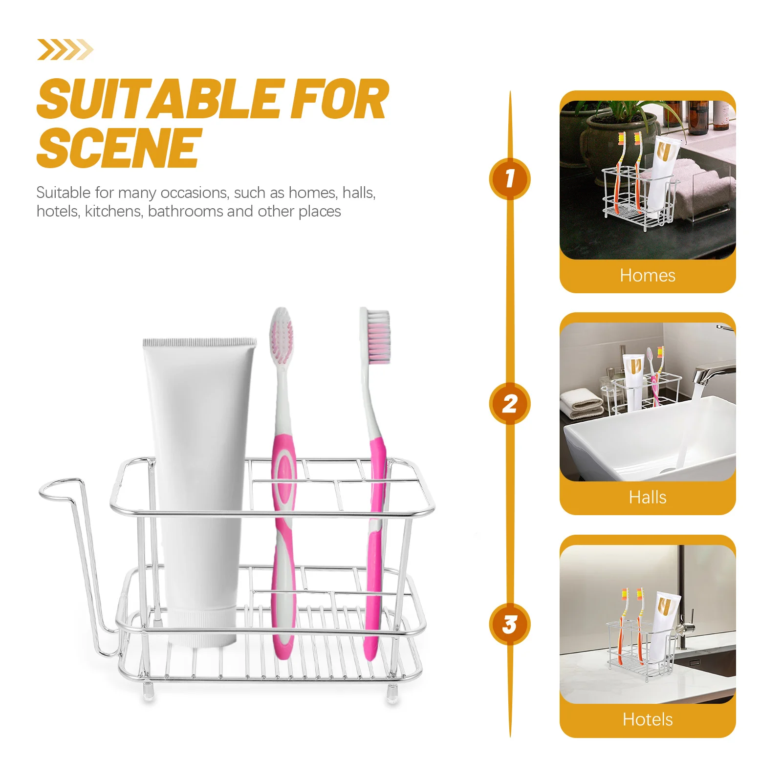 حامل فرشاة الأسنان من الفولاذ المقاوم للصدأ لكونترتوب الحمام مع 4 فتحات منظم معجون الأسنان متعدد الوظائف حامل اللوازم المنزلية