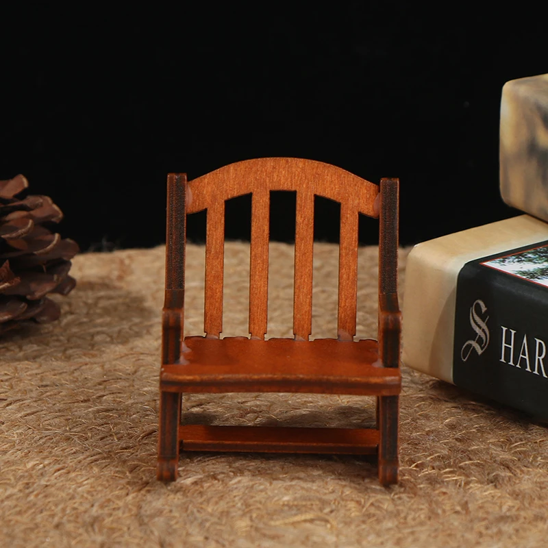 /Kb/Wooden Mini Dollhouse Rocking Chair Model Toy DIY Miniature Accessory 1/12 view 6