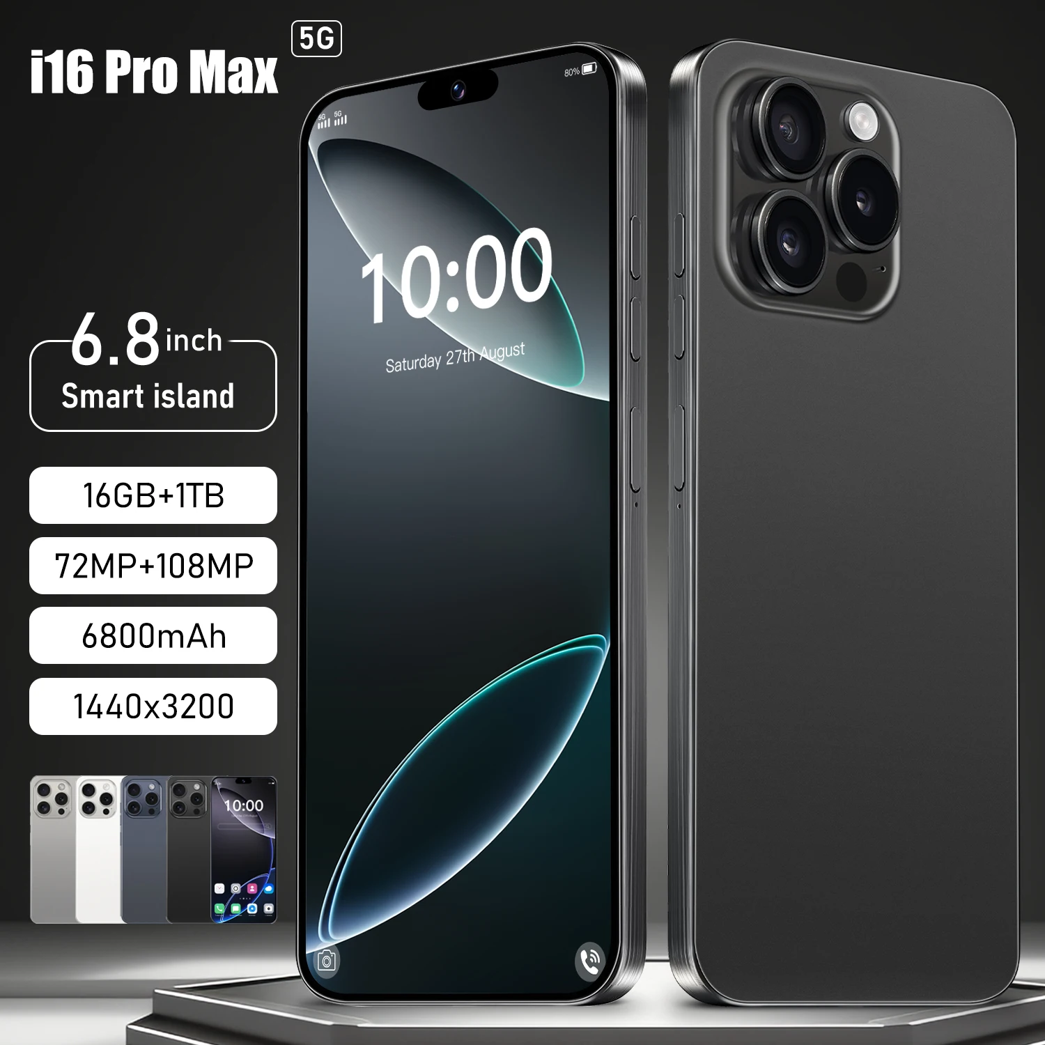 

I16 Pro Max Mobile Phones Android10 5g smartphone 1T 512gb 256gb Dual Sim Dual i16 Pro phones mobile android