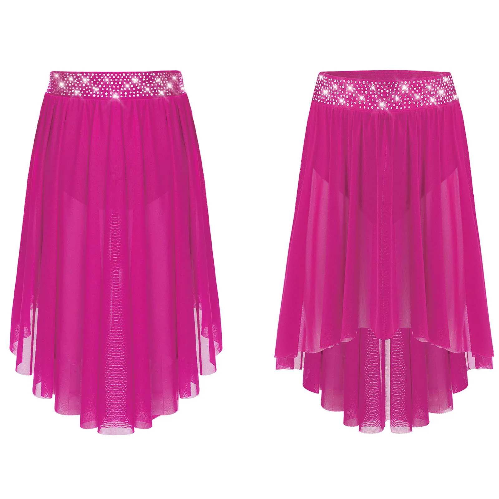 キッズガールズバレエダンス衣装シアーメッシュ叙情的ダンス衣装長袖プルオーバークロップトップとスカートダンスウェアセット