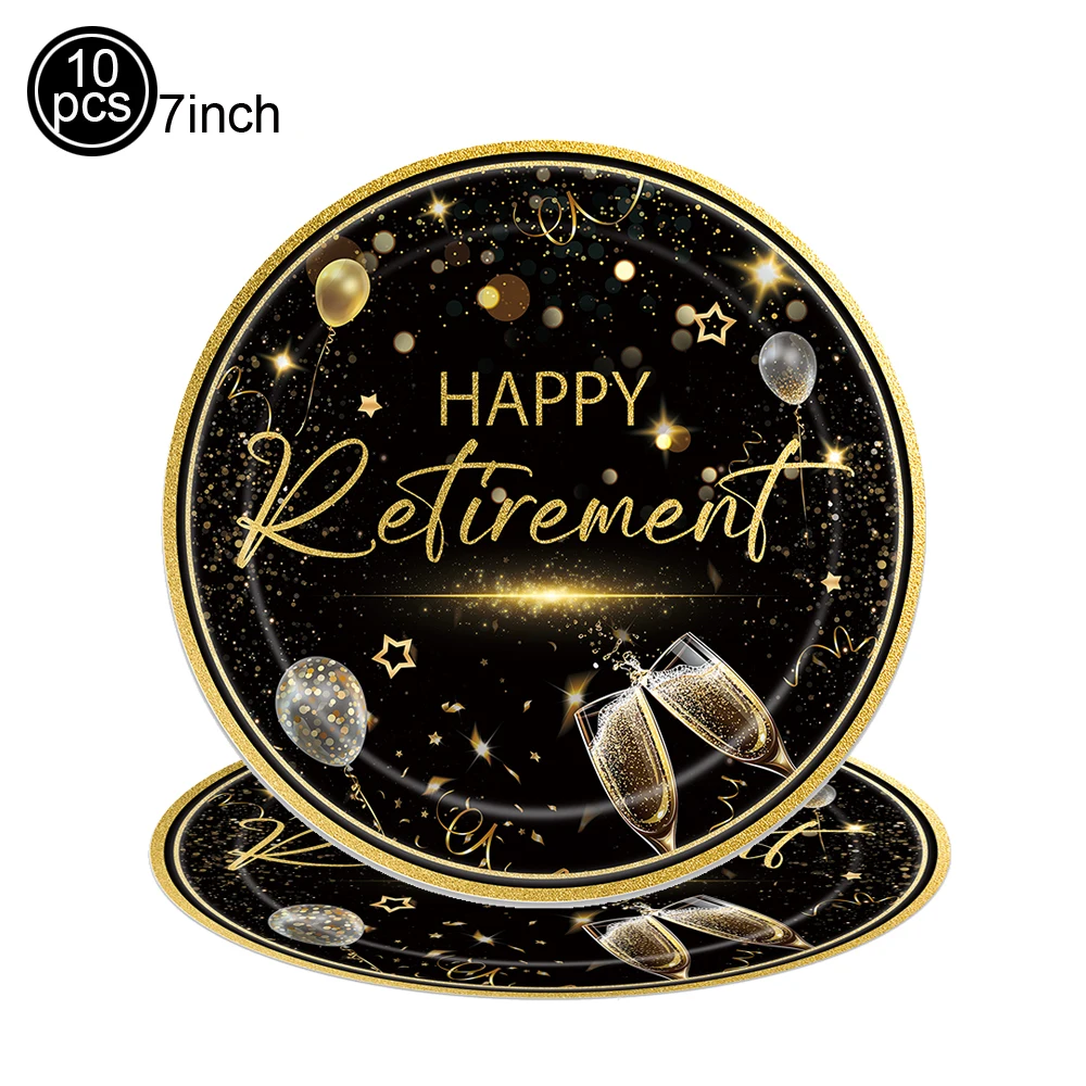 Happy Retirement Party Supplies Retirement Tableware Table Decor Retired Themed Dessert Plates Napkins Men Woman Party Decoratio