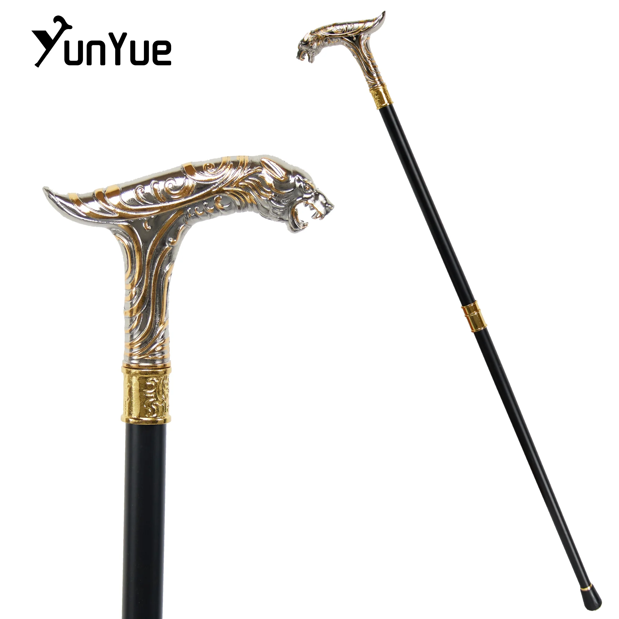 

Gold White Kylin Handle Fashion Walking Stick Gentleman Art Collections Walking Canes Cosplay Film Props Party Cane Crosier Knob