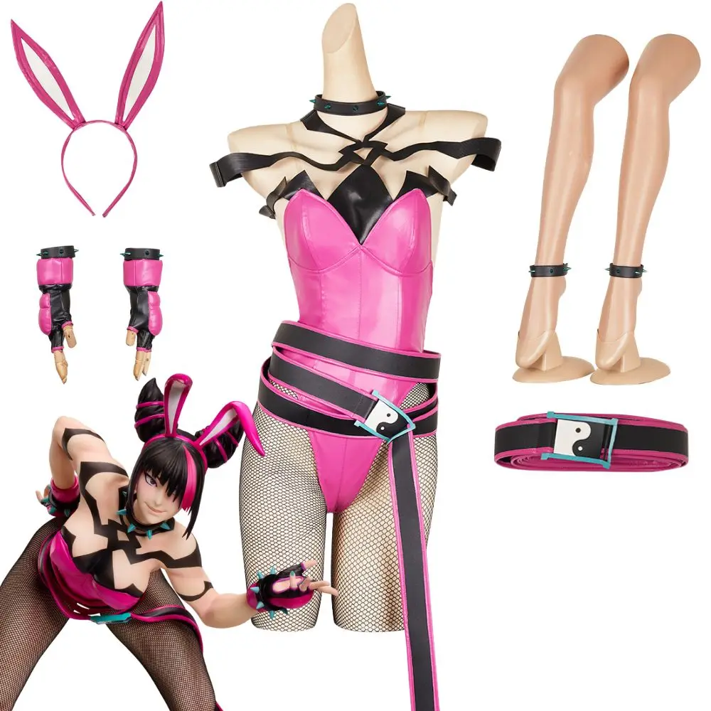 Street Cos Fighter SF6 Han Juri Cosplay Fantasy Bunny Girls Costume Disguise for Women Jumpsuit Outfits Halloween Carnival Suit