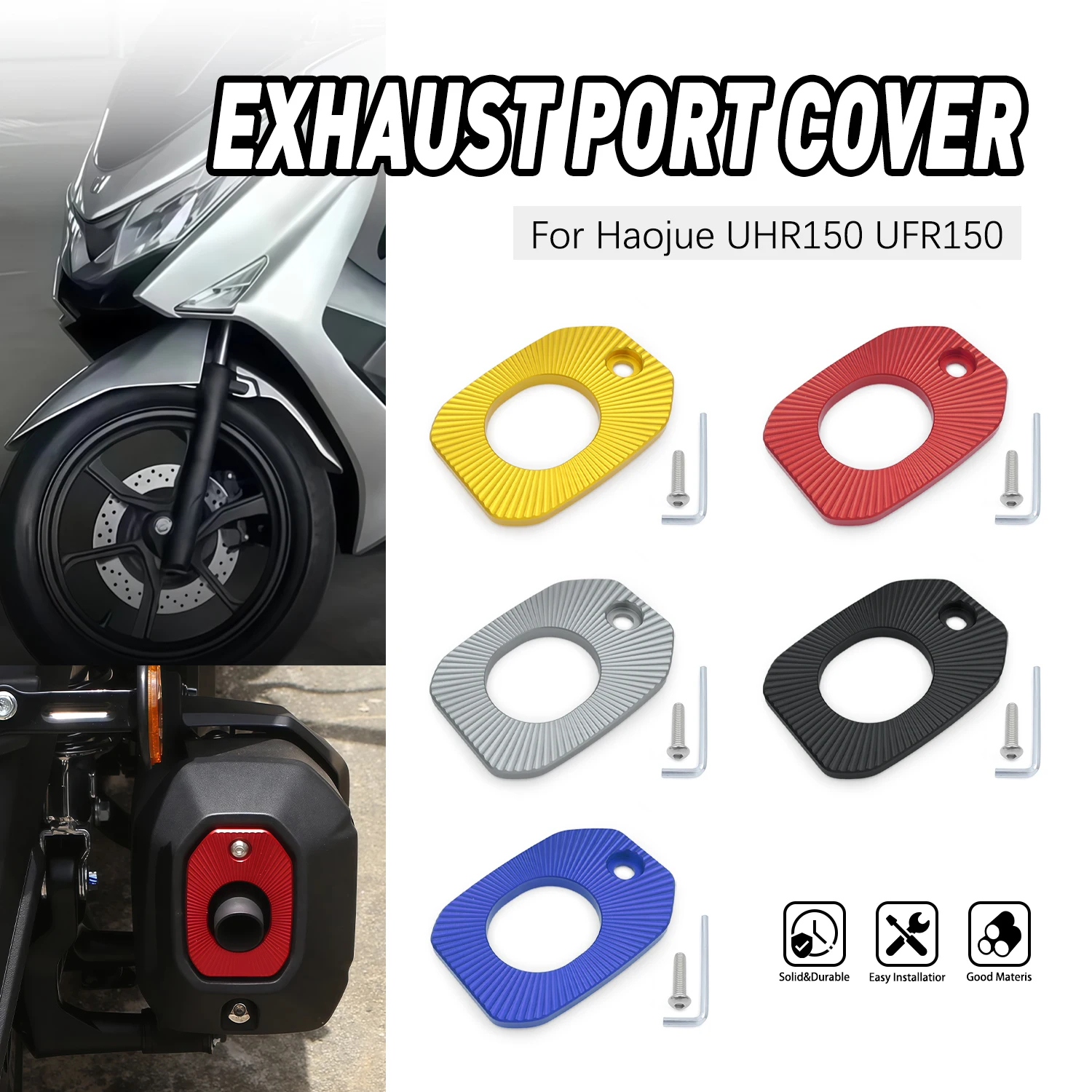 

Motorcycle Parts for HAOJUE UHR150 UHR 125 CNC Aluminum Tuning Exhaust Muffler Decorative Protective Cover