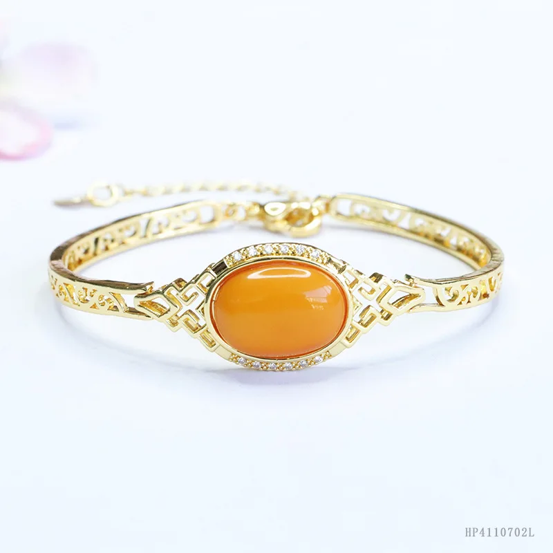 Nueva Pulsera de Media Caña de Cera de Abeja Ámbar Antigua, Joyería de Estilo Étnico, Versátil y a la Moda