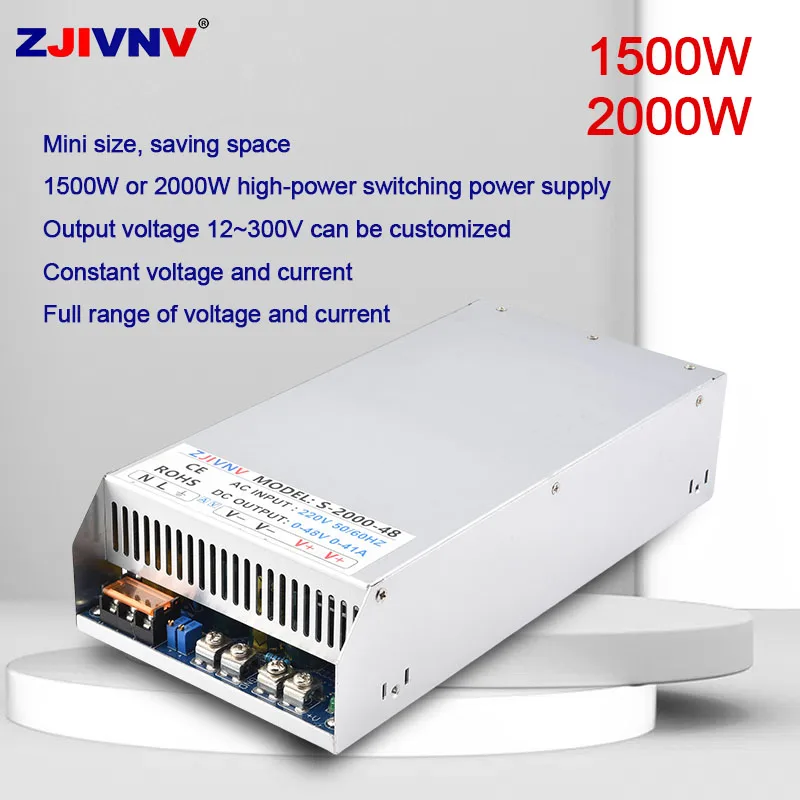 

1500W 2000W Adjustable Switching Power Supply CCCV AC to DC 12V 24V 36V 48V 60V 72V 80V 90V 100V 120V 150V 200V 220V 300V SMPS