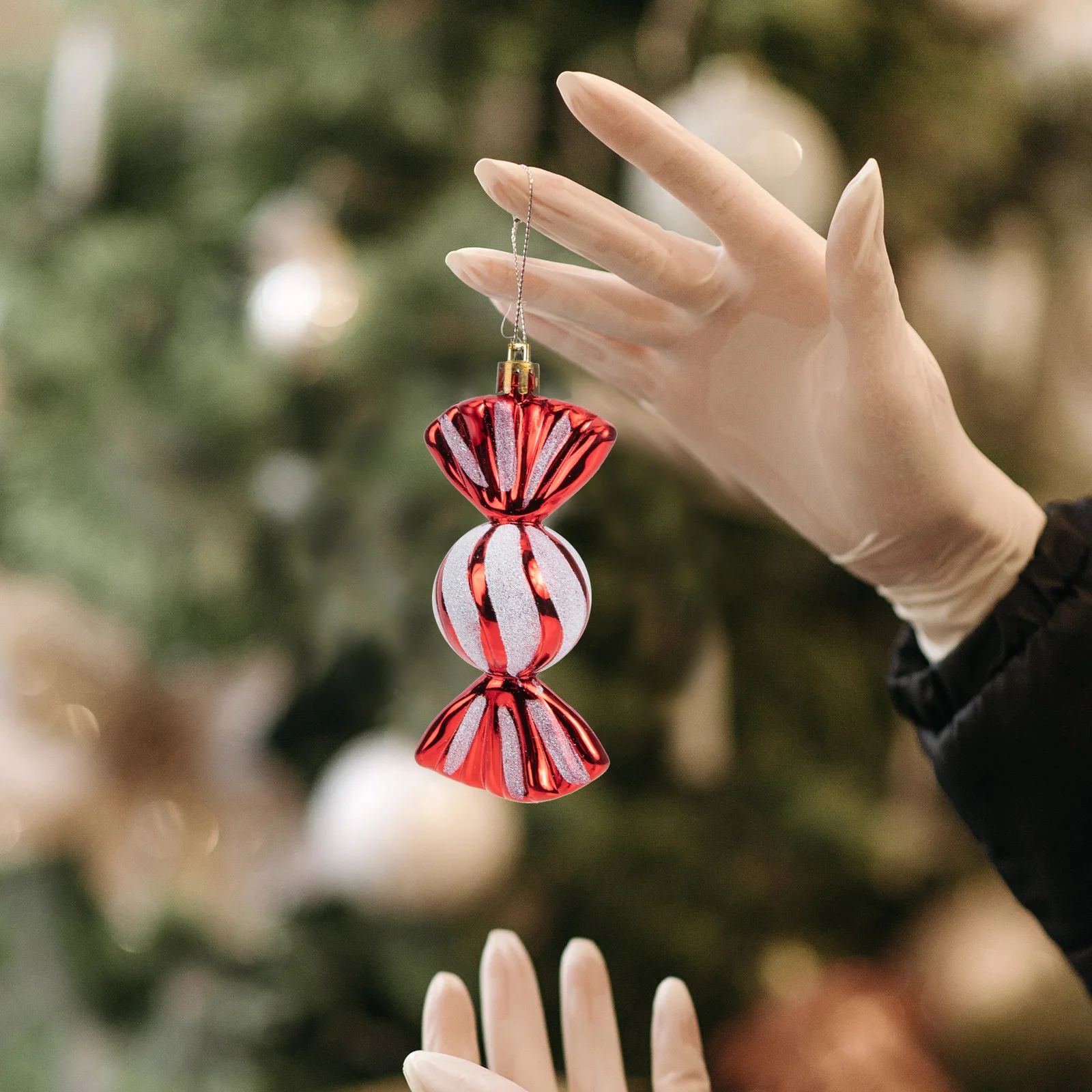 

6Pcs Plastic Christmas Tree Red Pendant Small Cartoon Xmas Hanging Decor Party Wedding Home Decoration Ornaments