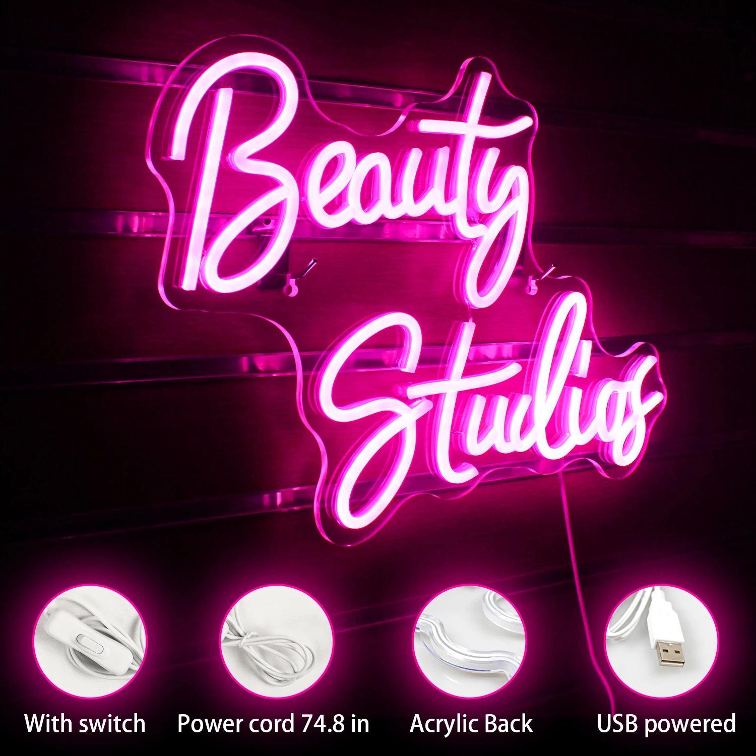 Wanxing Beauty Studio Neon Light LED Sign Pink Lamp For Office Home Bedroom Acrylic Luminiso Sign Personalized Wall Decoration