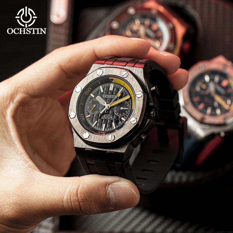 OCHSTIN Silikonarmband Bestseller Master Series Uhren Herren Multifunktionale Mechanische Bewegung Wasserdichte Taucheruhr