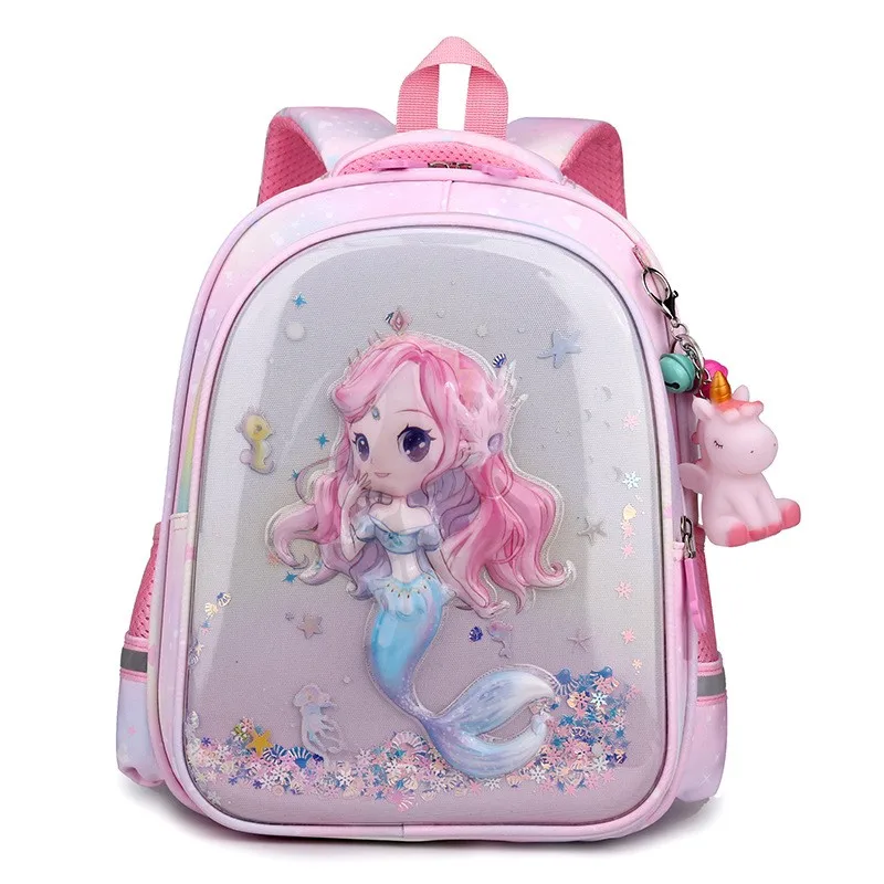 Cartoon 3D Unicorn Mermaid Backpacks Children Students  New Grade 1-6 Primary Girls  Anime Large Schoolbags