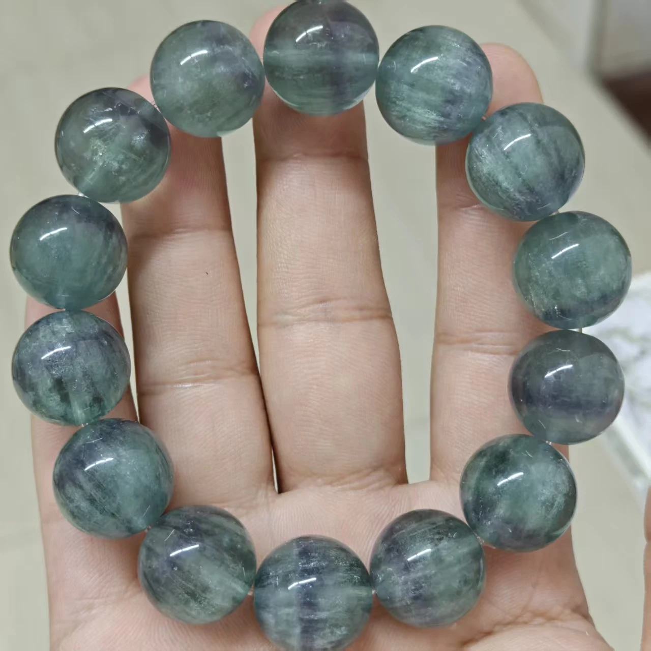 Natürliche AAA Drahtgezogene Blau-Violette Fluorit Glücksstein Glatte Runde Perlen für Schmuckherstellung, Armband- und Halsketten-Design, Geschenk – Detail 3