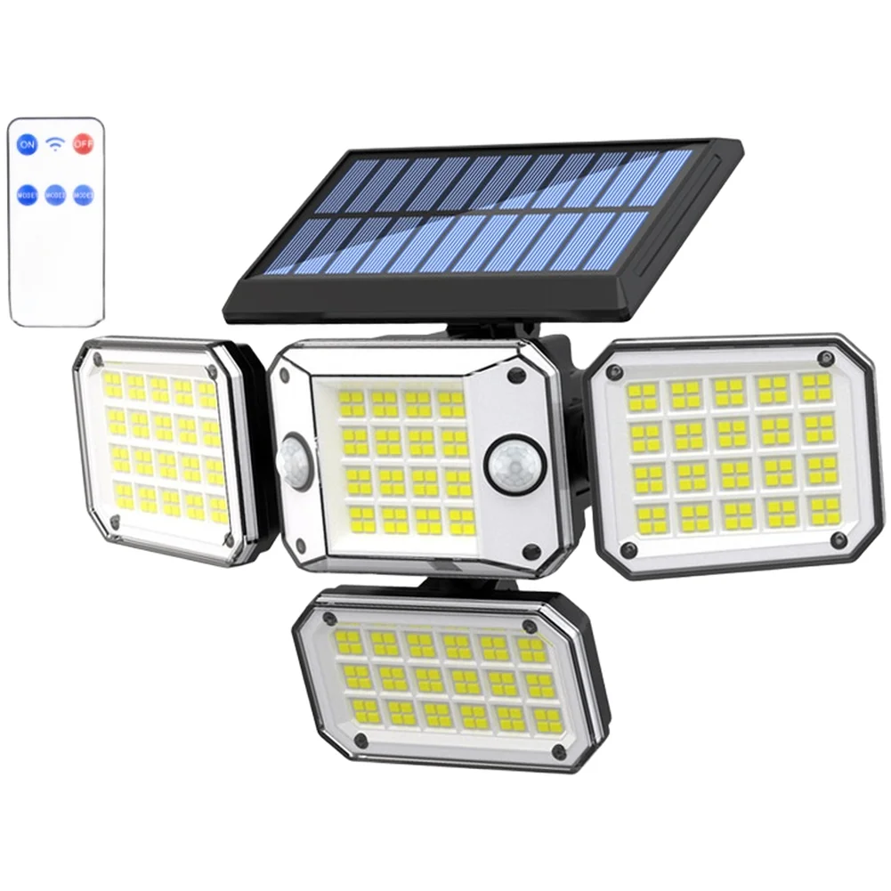 

Outdoor Solar Wall Light with 4 Adjustable Heads Dual Motion Sensors Waterproof LED for Garden Pathway Illumination