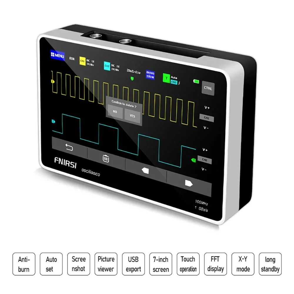 FNIRSI-1013D Digital Storage Oscilloscope 2 Channel 100M Bandwidth 1GSa/s Sampling Rate Touch Screen Digital Tablet Oscilloscope