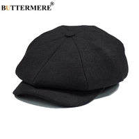 BUTTERMERE Mens Plaid Flat Beret Cap Wool Grey Winter Autumn Vintage Newsboys Hats Male British Cabbie Octagonal  Caps