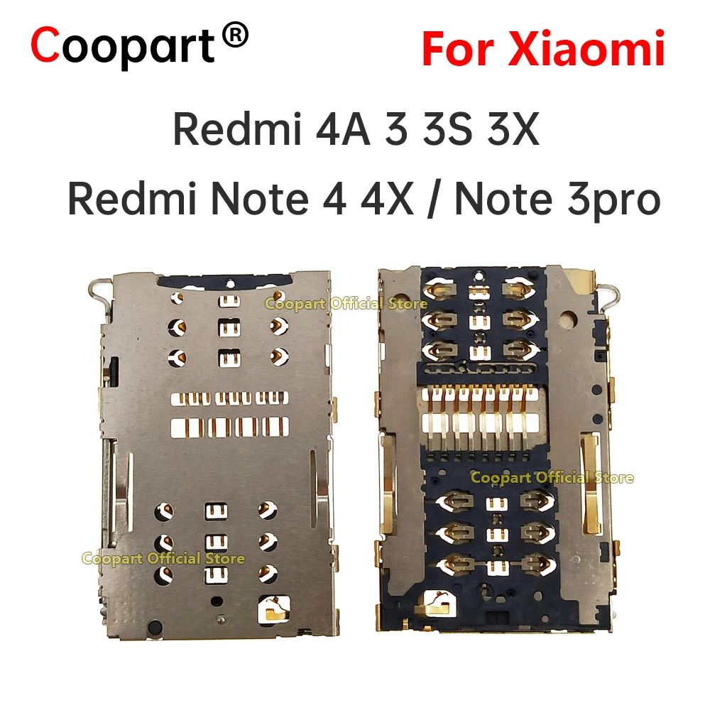 2Pcs New SIM card Socket Reader Holder Slot Tray Replacement for Xiaomi Redmi 4A 3 3S 3X Note 4 4X / Redmi Note 3 pro