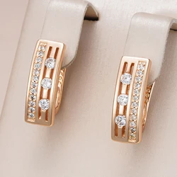 Kinel Fashion Geometric 585 Rose Gold Color Earrings For Women Girl Natural Zircon Accessories High Quality Daily Jewelry New